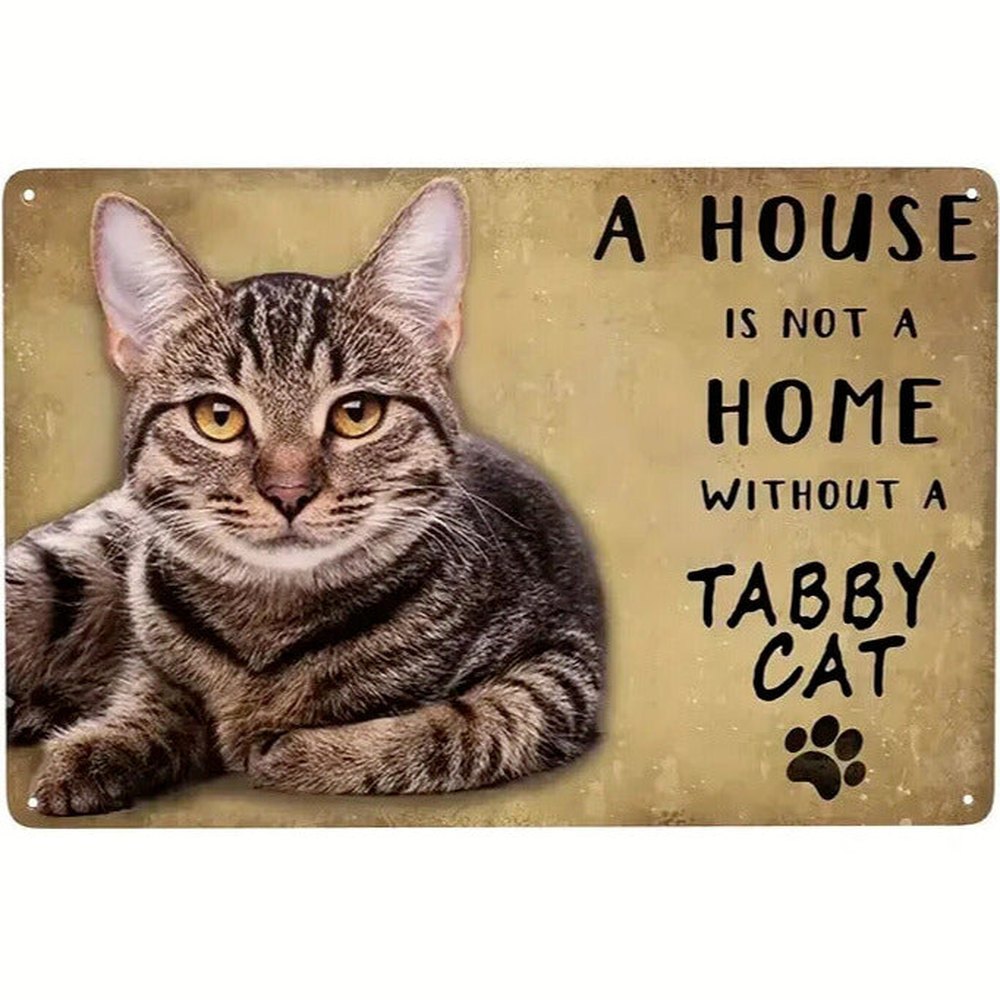 A House Is Not A Home Without A Tabby Cat 8" x 12" Novelty Metal Sign Wall Art Home & Garden:Home Décor:Plaques & Signs Style Your Walls